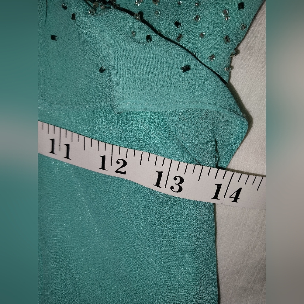 NWT Princess Collection Aqua Marine Beaded Spaghetti Strap Gown Size 6 - Picture 15 of 16